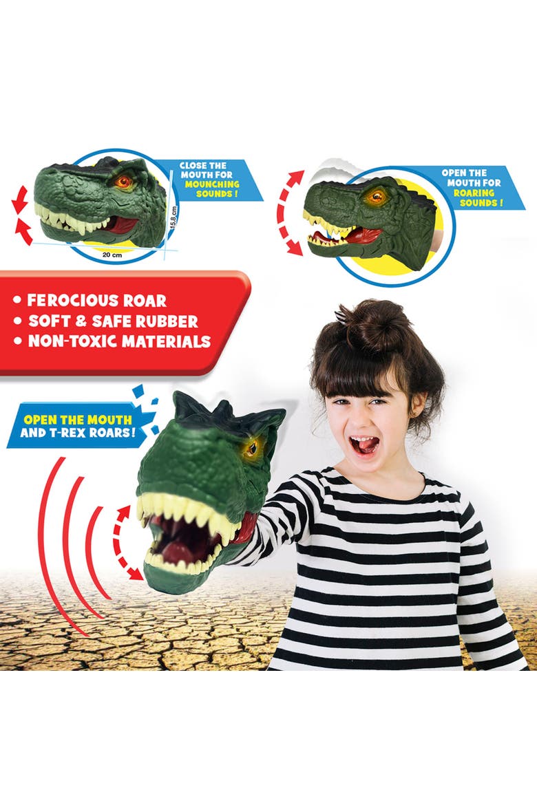 Mighty Megasaur, Megahunter T-Rex Hand Puppet Green, Kids 3+, Alternate, color, Multicolored