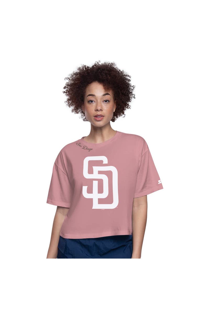 STARTER Women's Starter Pink San Diego Padres Play the Ball Boxy Cropped T-Shirt, Main, color,