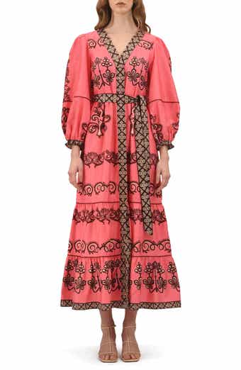 Celina Moon Myrna Floral Long Sleeve Cotton Maxi Dress