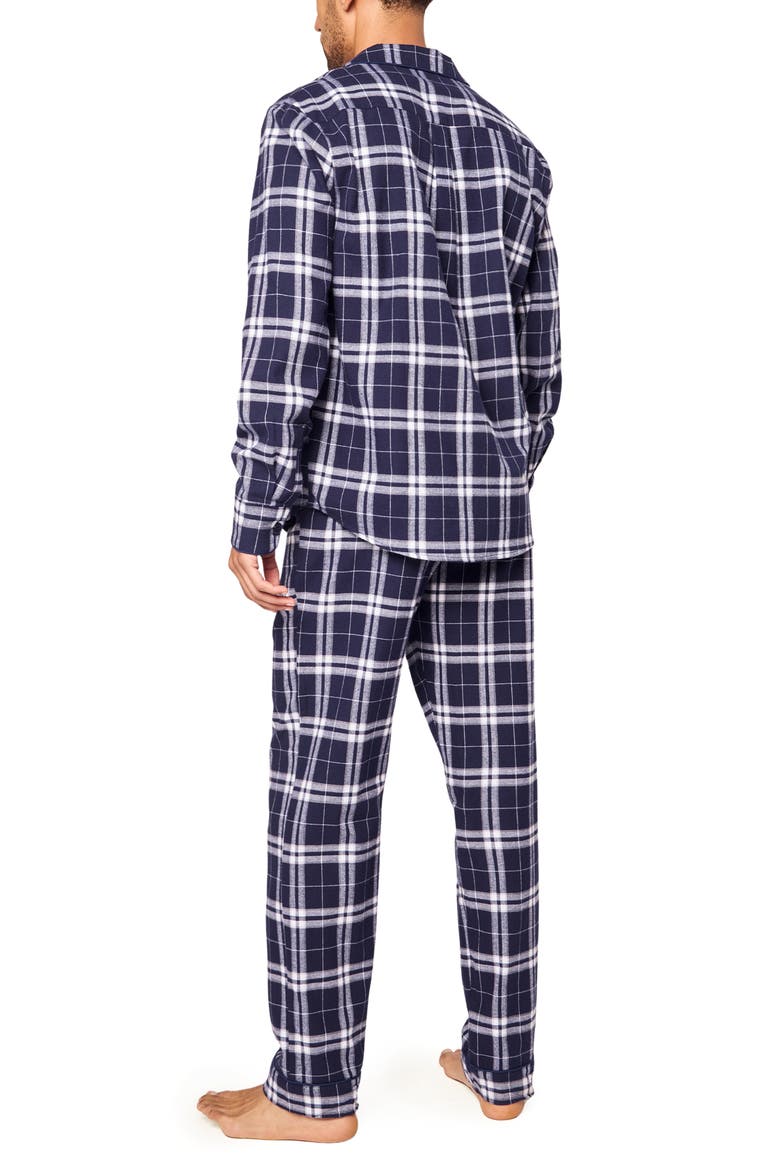 Brushed Cotton Twill Oxford Tartan Pajamas, Alternate, color, NAVY