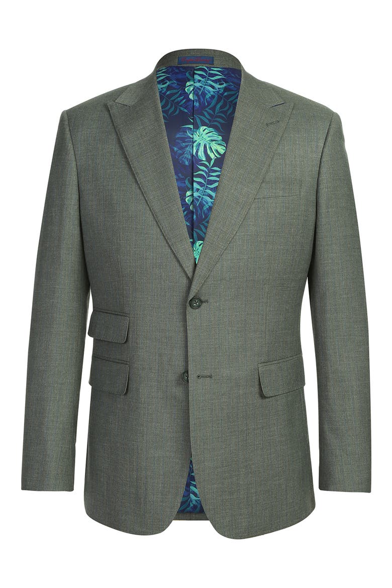 Solid Olive Mélange Suit, Alternate, color, OLIVE
