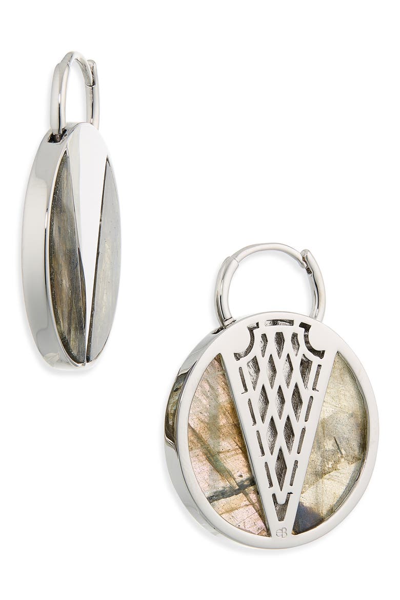 Round Medallion Drop Earrings, Main, color, SILVER
