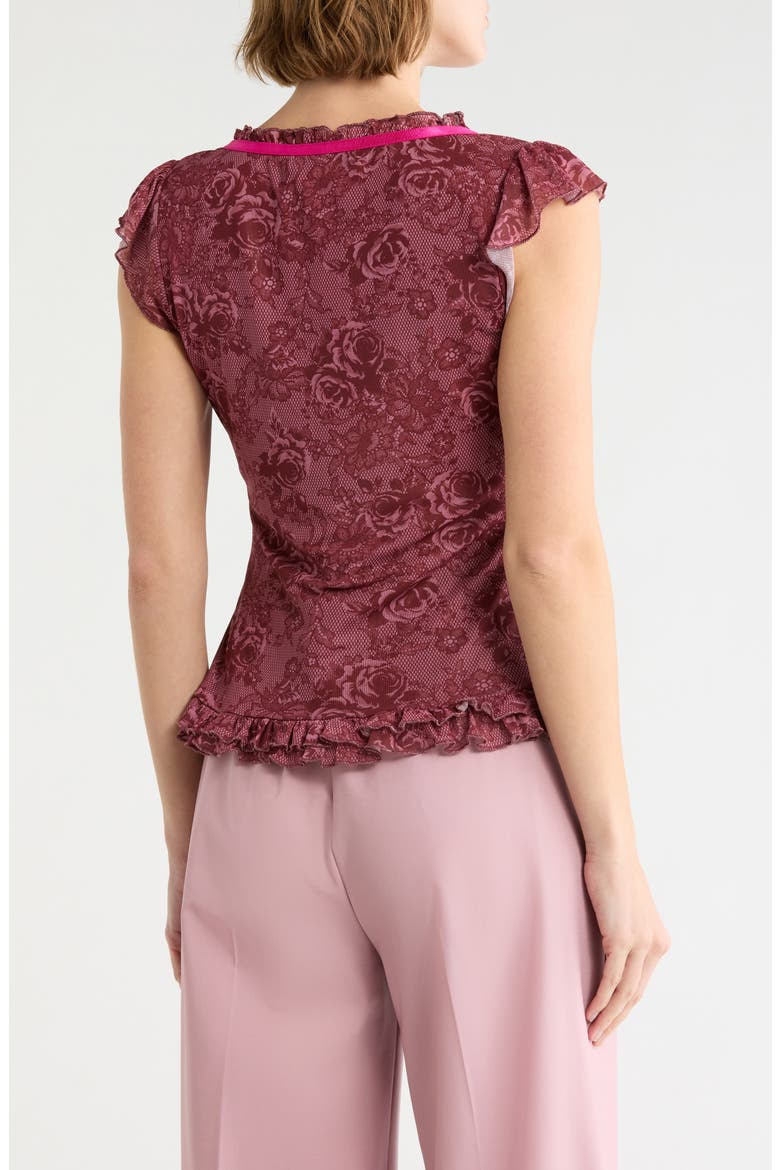Ruffle Strap Lace Camisole, Alternate, color, BURGUNDY COMBO
