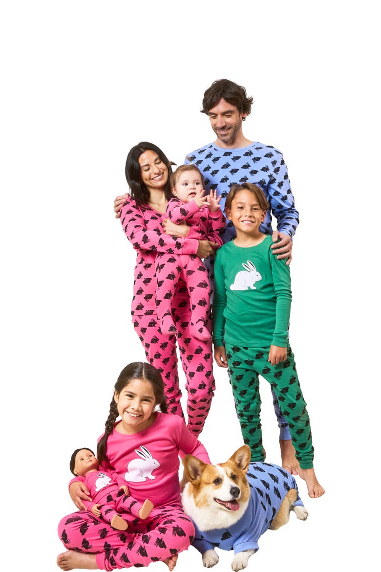 Footed Cotton Easter Matching Family Pajamas, Bunny Prints, Alternate, color, Pink Bunny