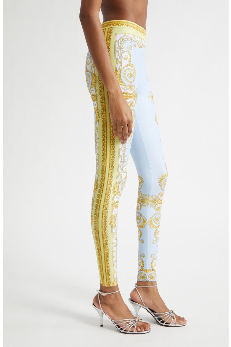 Barocco Print Leggings, Alternate, color, PALE YELLOW PASTEL BLUE