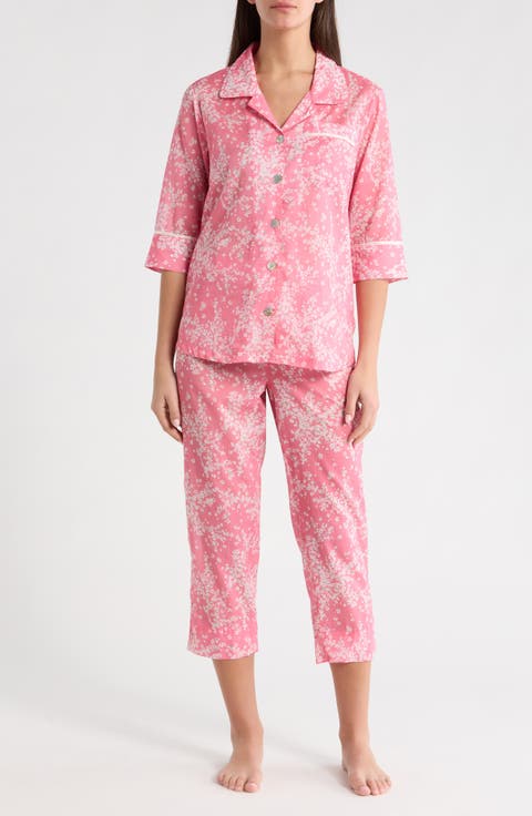 Cheri Blossom Cotton Sateen Crop Pajamas