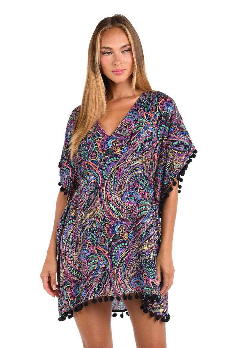Disco Print Cover-Up Caftan, Alternate, color, PURPLE MULTI