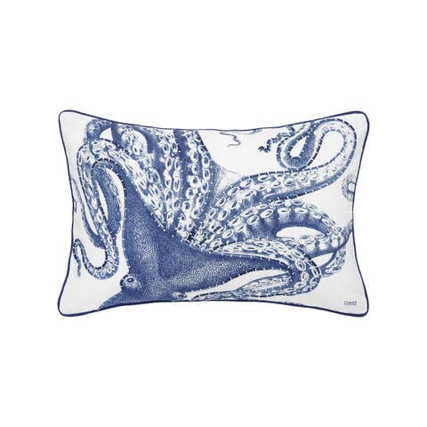Blue Octopus Lumbar Accent Throw Pillow 14" x 22"