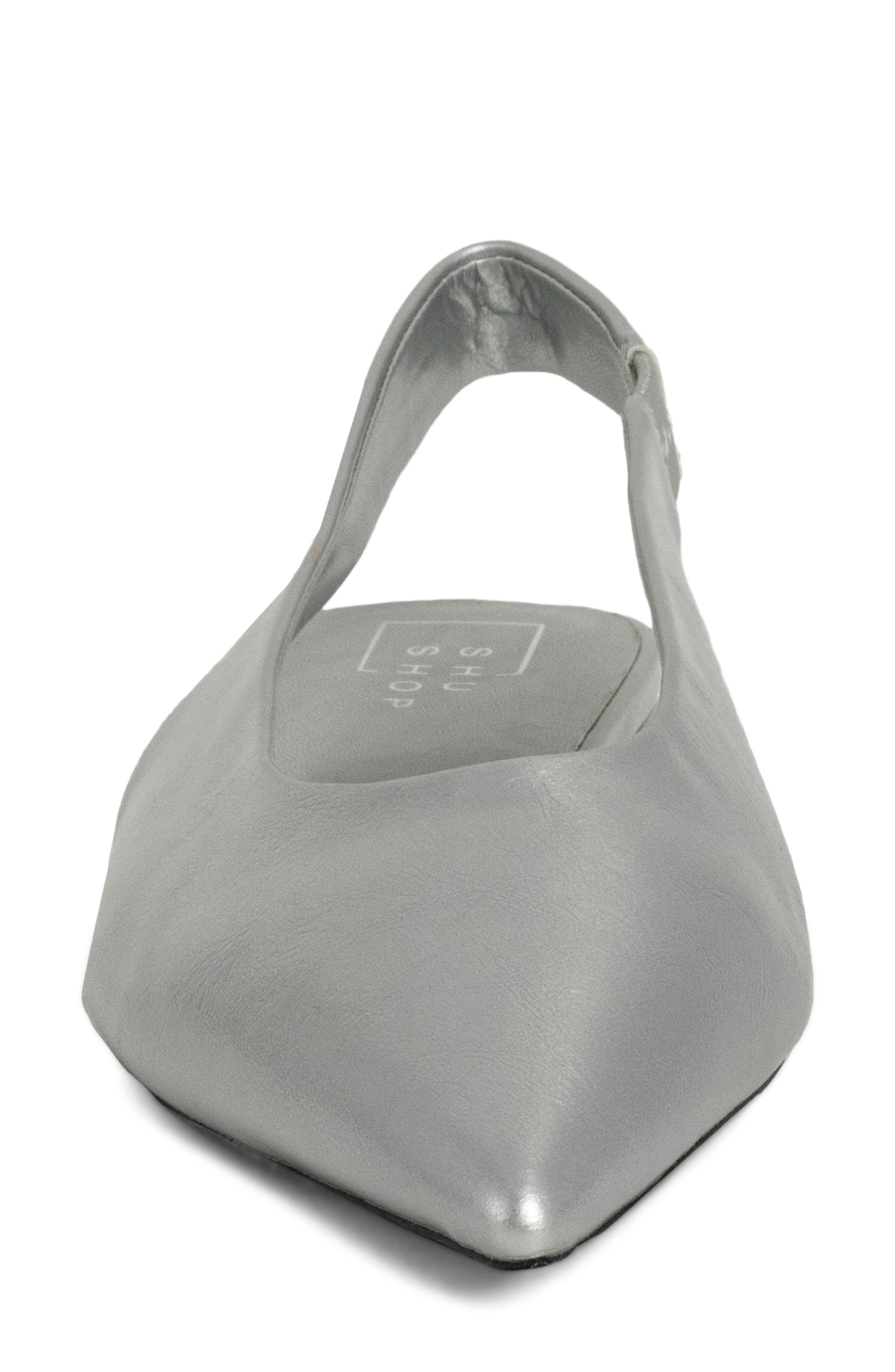 SHUSHOP Amelia Slingback Flat, Alternate, color, Silver