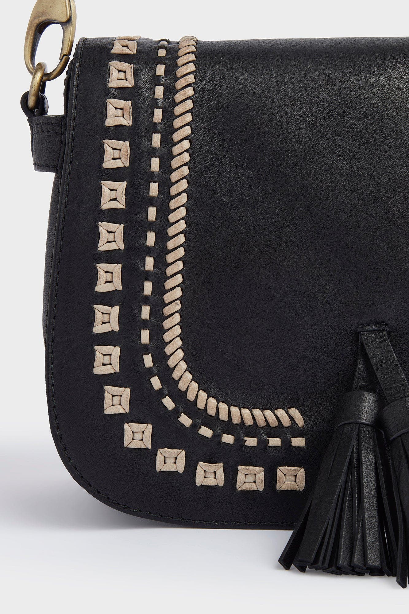 Osprey London The Dakota Leather Crossbody Bag, Alternate, color, Black