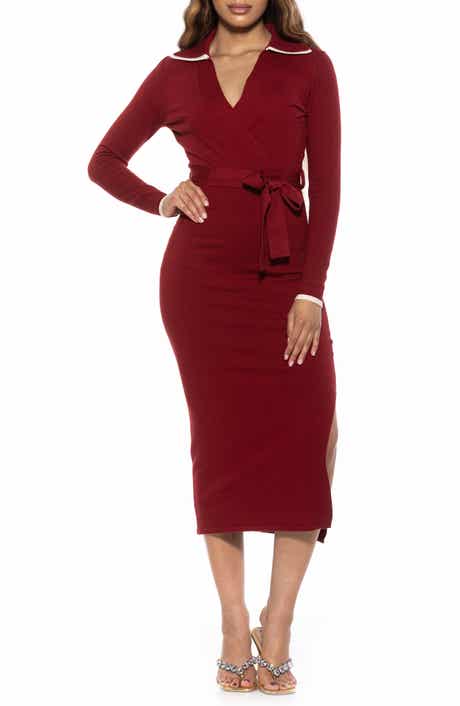 Alexia Admor Tatiana Johnny Collar Knit Midi Dress