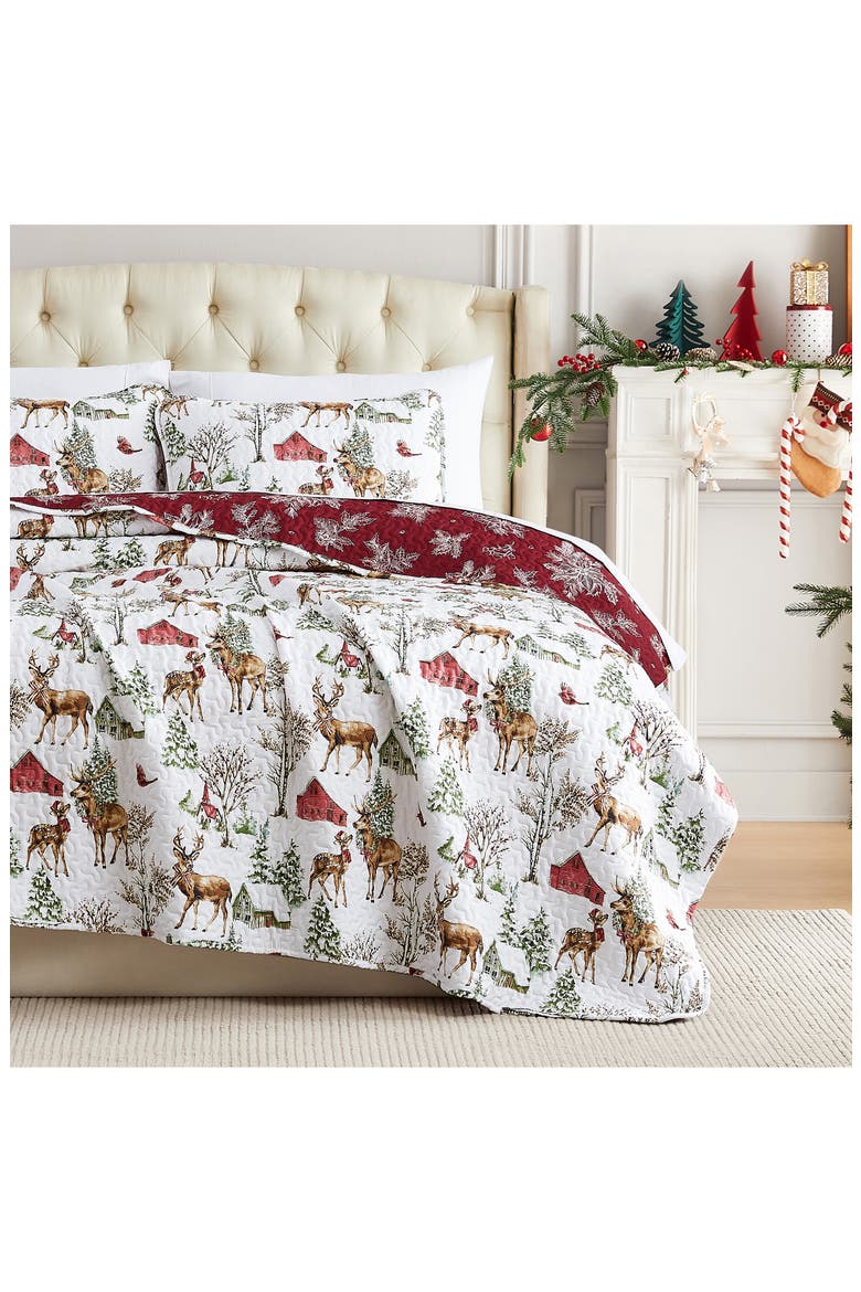 White Christmas Oversize Holiday Quilt Set, Alternate, color, WHITE CHRISTMAS