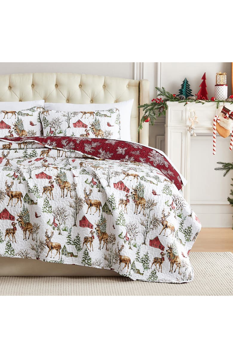 SOUTHSHORE FINE LINENS White Christmas Oversize Holiday Quilt Set, Alternate, color, White Christmas