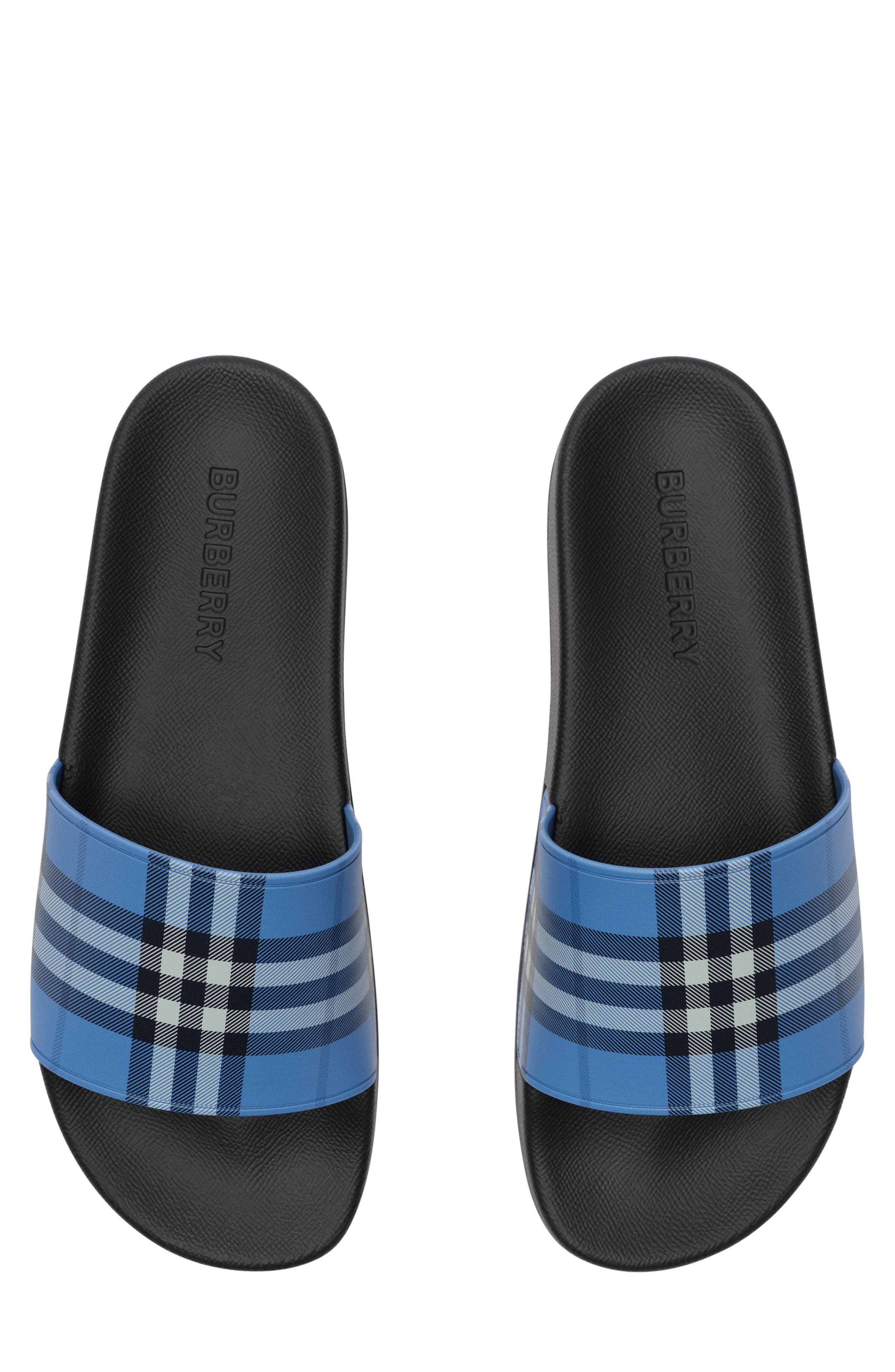 Burberry Furley Check Slide Sandal, Alternate, color, Cornflower Blu Ip Ck