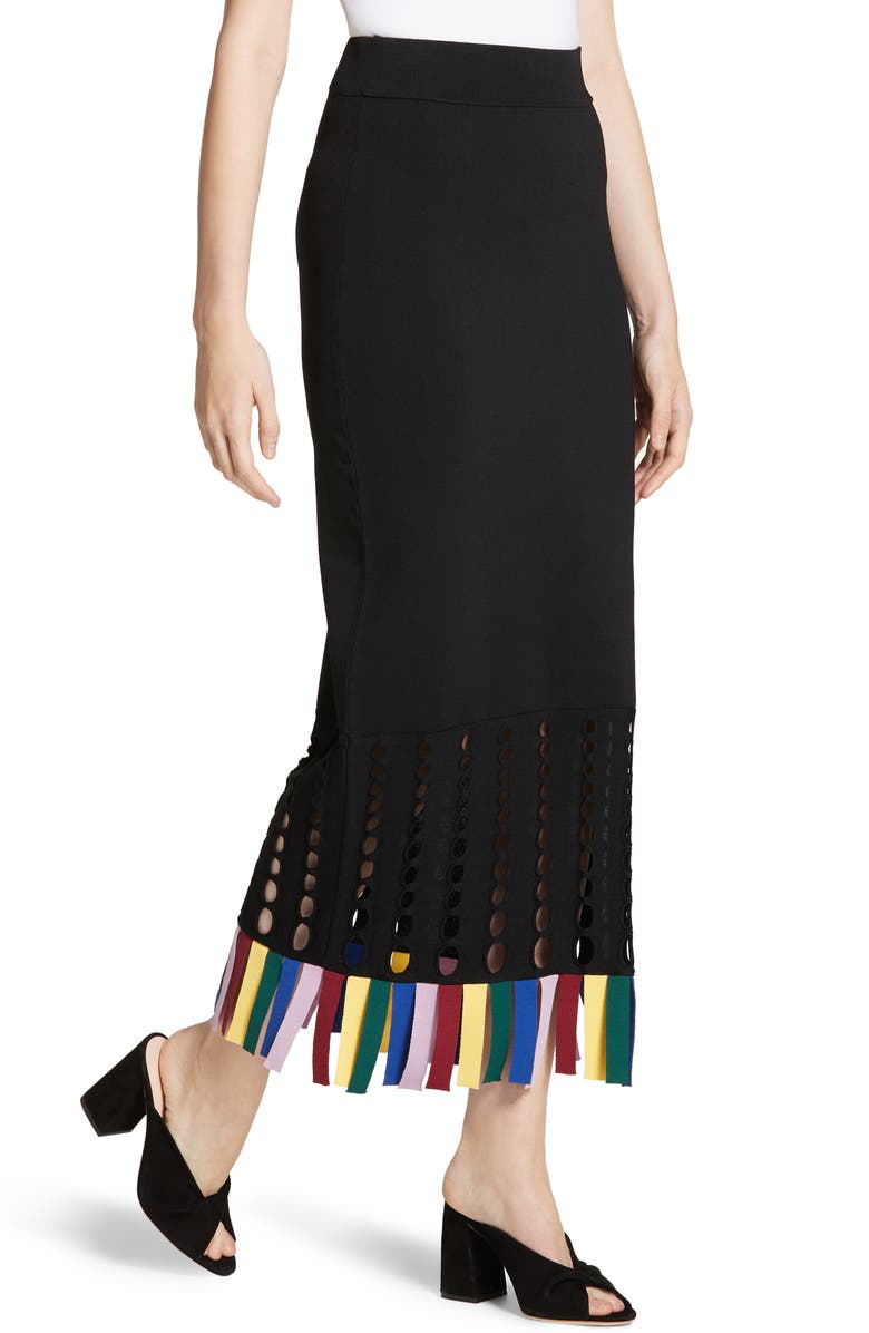 STAUD Garage Rainbow Fringe Maxi Skirt, Alternate, color, 