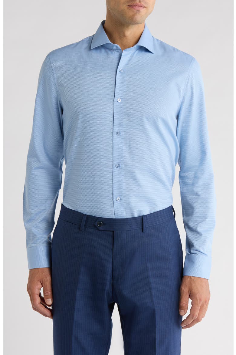 Slim Fit Double Edge Texture Dress Shirt, Main, color, LIGHT BLUE