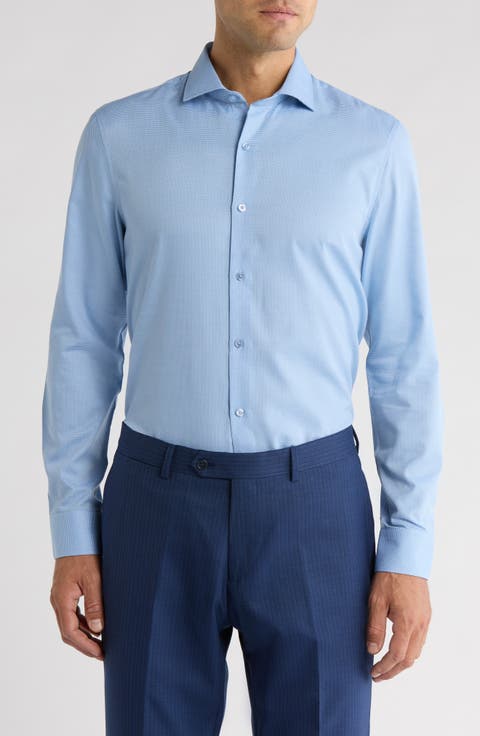 Slim Fit Double Edge Texture Dress Shirt