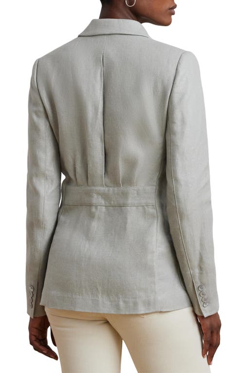 Shop Ralph Lauren Lauren Foil Double Breasted Blazer In Light Blue/silver Foil