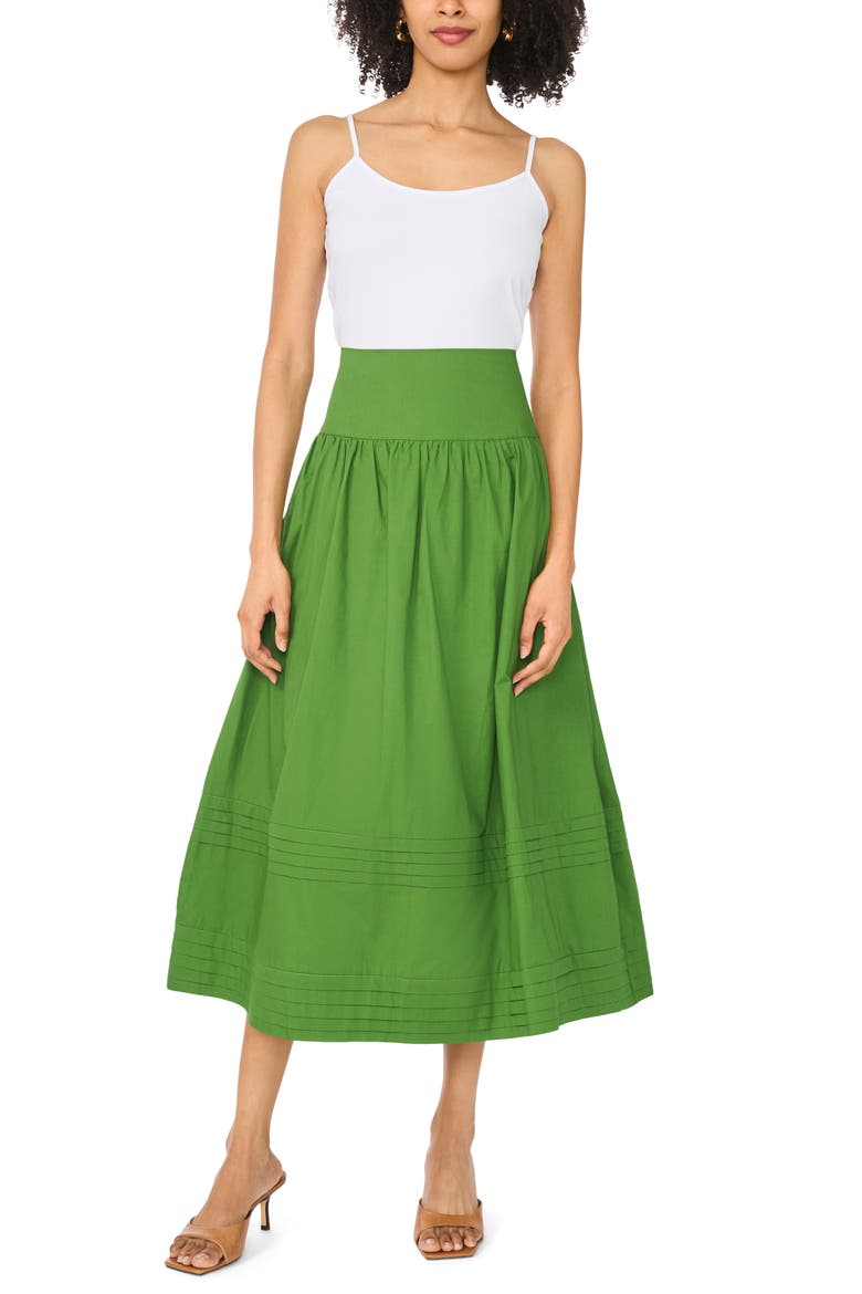 A-Line Cotton Midi Skirt, Alternate, color, MOSS