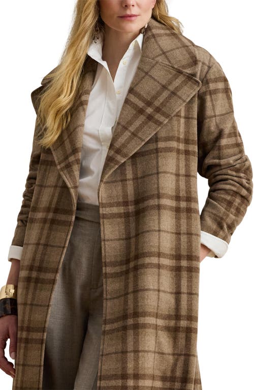 Ralph Lauren Plaid Wool-blend Twill Wrap Coat In Multi