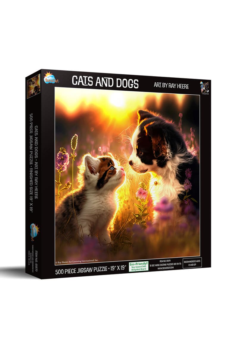 Cats and Dogs 500 piece Jigsaw Puzzle for Adults, Main, color, Multicolor