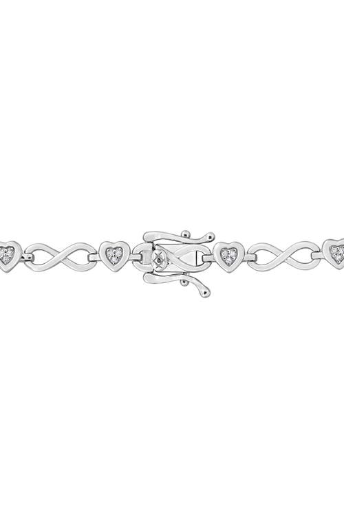 Delmar Diamond Heart Chain Link Bracelet In Silver