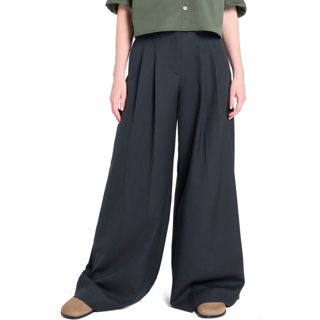 Twp Avery Wool Blend Wide Leg Pants In Green