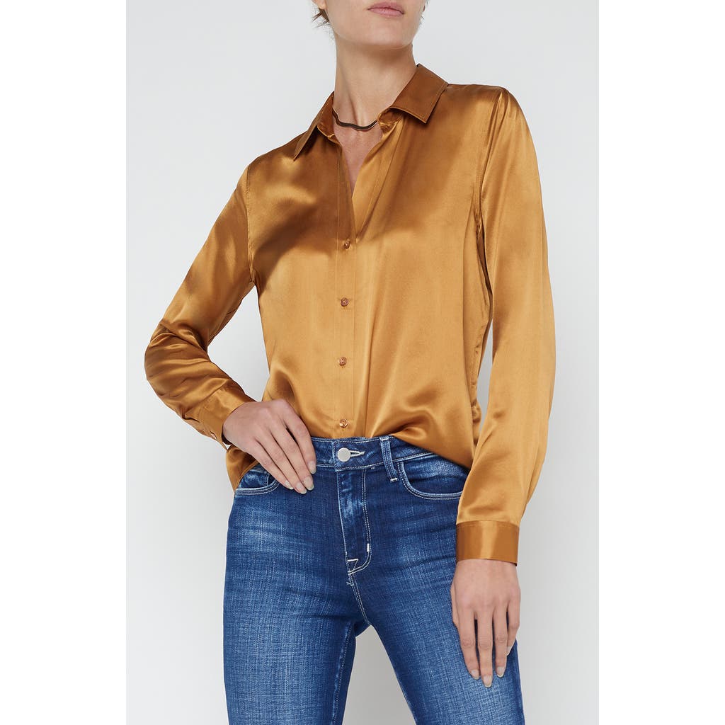 L'agence Tyler Silk Blouse In Brown