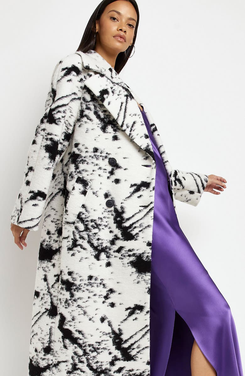 River Island Longline Double Breasted Coat, Alternate, color, 