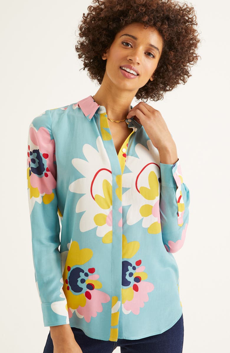Boden Floral Silk Shirt, Alternate, color,