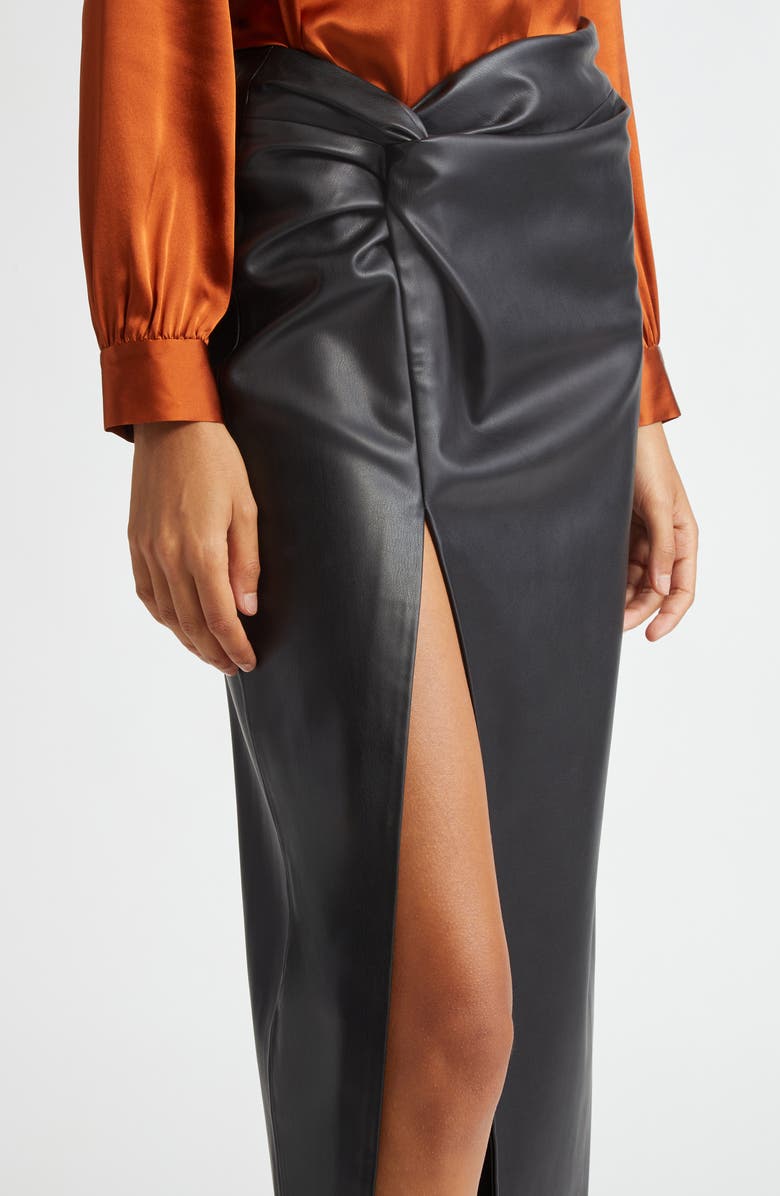 L'AGENCE Lilou Twist Front Faux Leather Skirt, Alternate, color, 