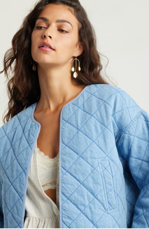 TREASURE & BOND TREASURE & BOND QUILTED COTTON TWILL OPEN FRONT CROP JACKET 
