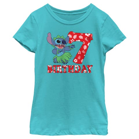 Girl's Lilo & Stitch 7th Birthday Hula Dance  Graphic T-Shirt