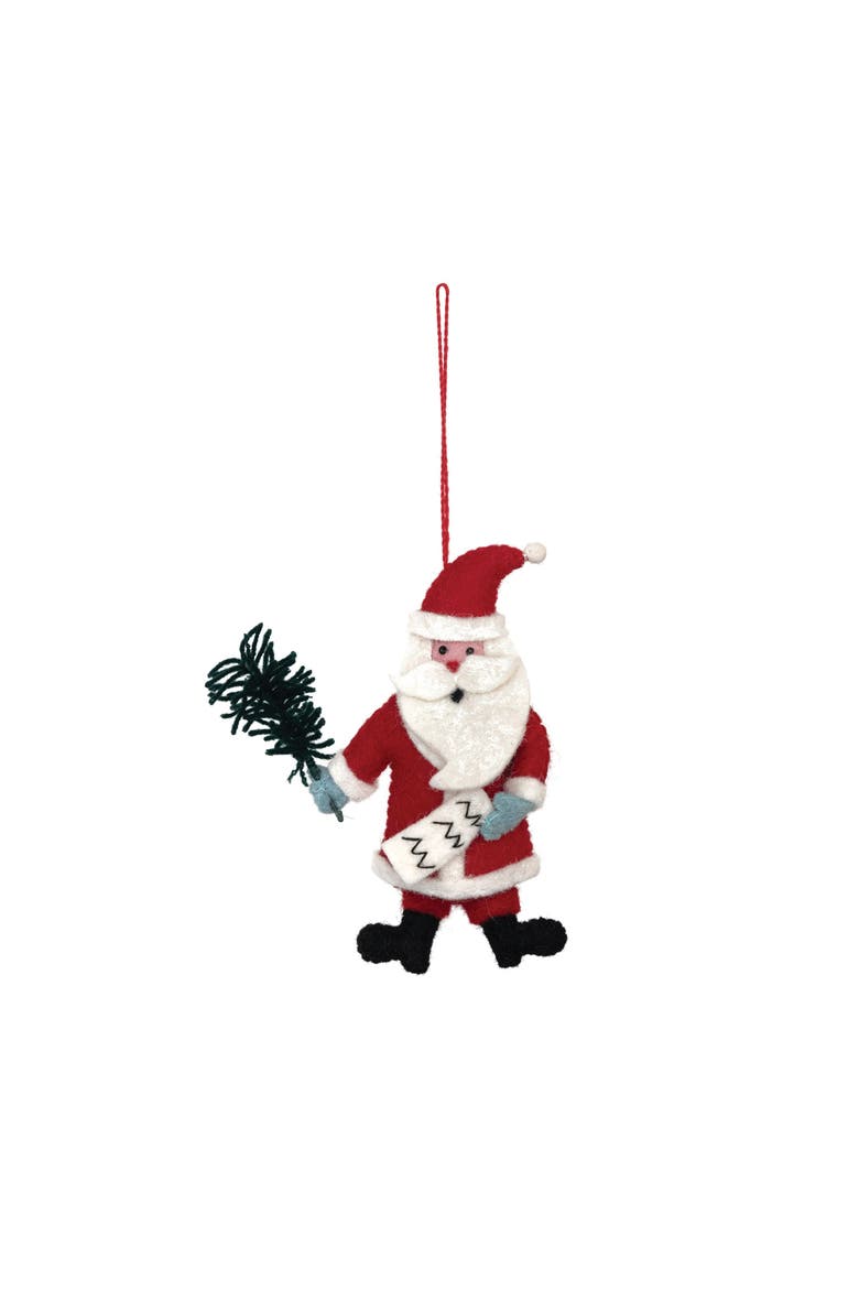 Wool Felt Santa Ornament, Multicolor, Main, color, Red