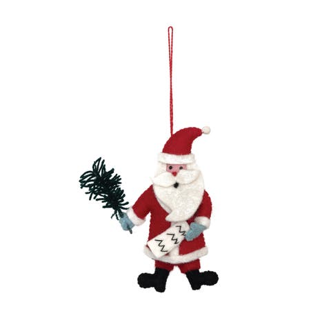 Wool Felt Santa Ornament, Multicolor