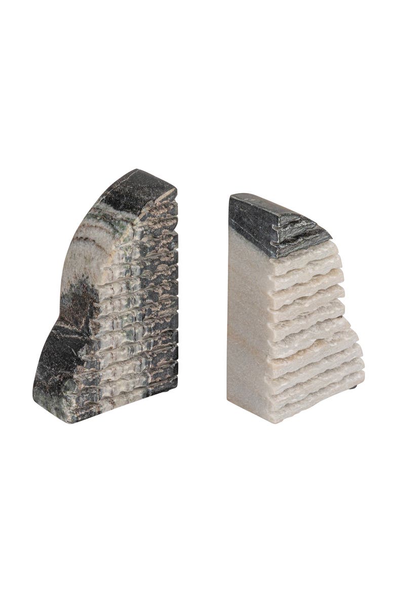 Storied Home Mélange Carved Marble Bookends, Main, color, Black