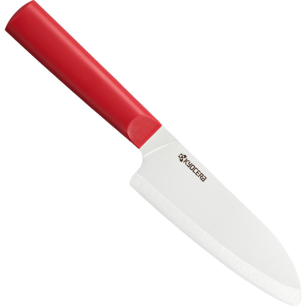 Kyocera Innovationwhite 5.5-inch Ceramic Santoku Knife, White Blade In Red