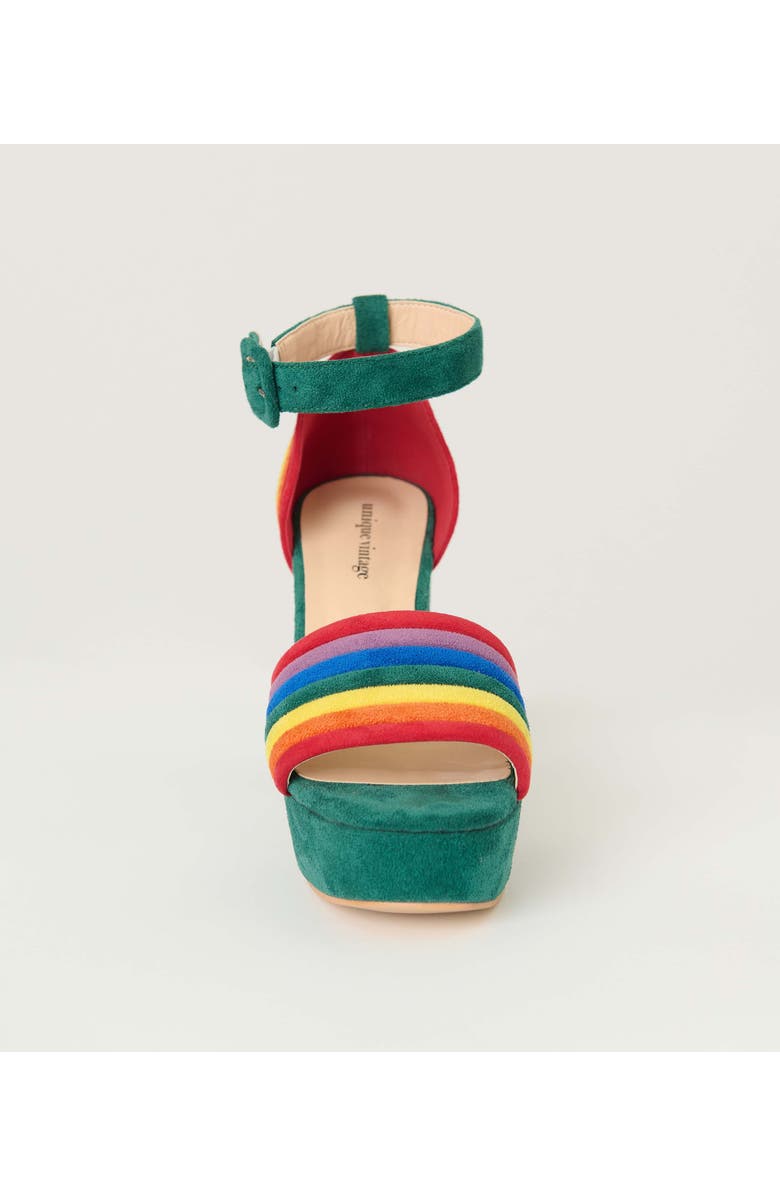 Unique Vintage Suede Peep Toe Pumps, Alternate, color, Green Rainbow