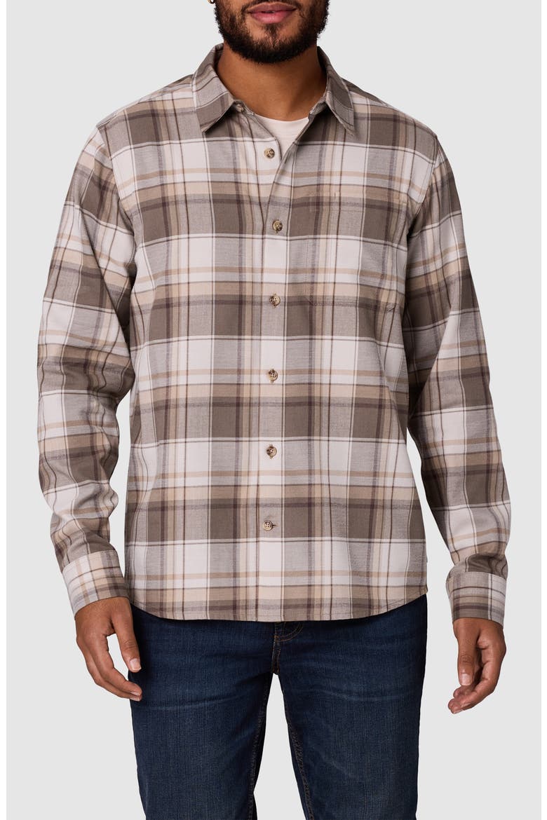 Ravenna Performance Flannel Button-Up Shirt, Main, color, OYSTER PLAID