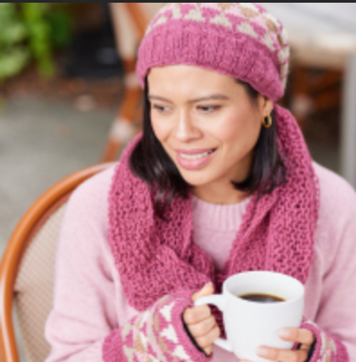 Feelgoodz Hand-knit Jaya Harlequin Wool Half Mitten In Burgundy