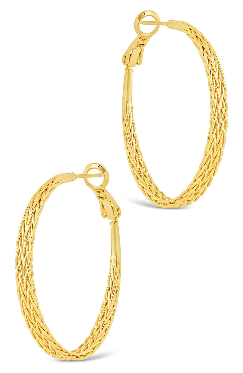 Sterling Forever Scarlett Interlaced Design Hoop Earrings, Main, color, Gold