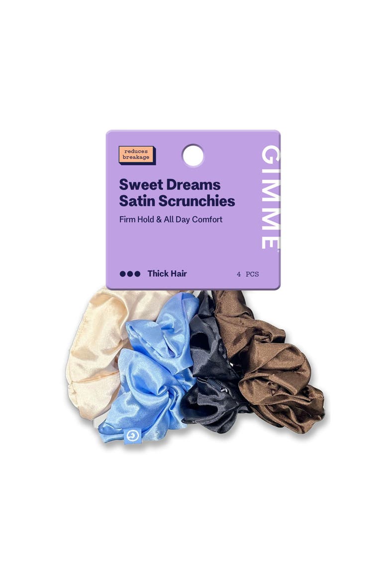 Large Satin Hair Scrunchies, Main, color, Brown