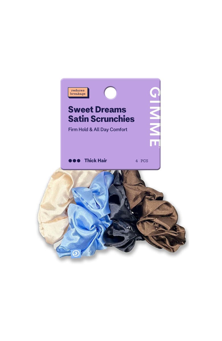 Gimme Beauty Large Satin Hair Scrunchies, Main, color, Brown