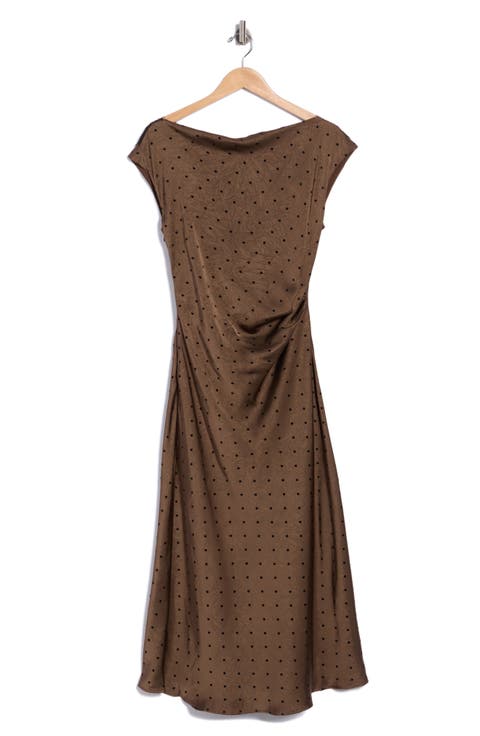 Flocked Dot Drape Maxi Dress