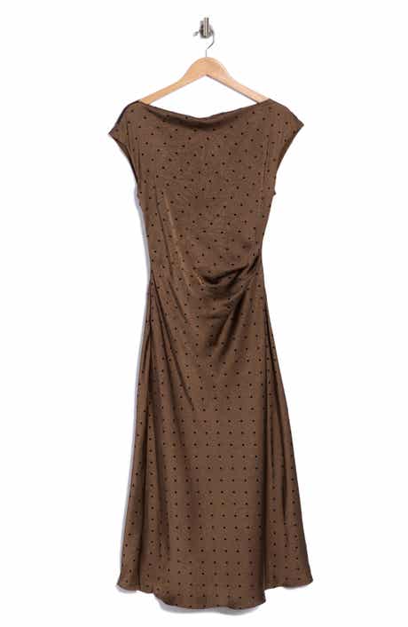Flocked Dot Drape Maxi Dress
