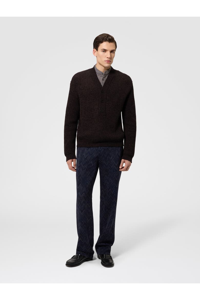 Wool And Viscose Mélange V-neck Pullover, Alternate, color, Brown
