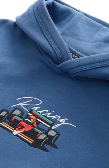 Kids' Race Car Embroidered Cotton Graphic Hoodie