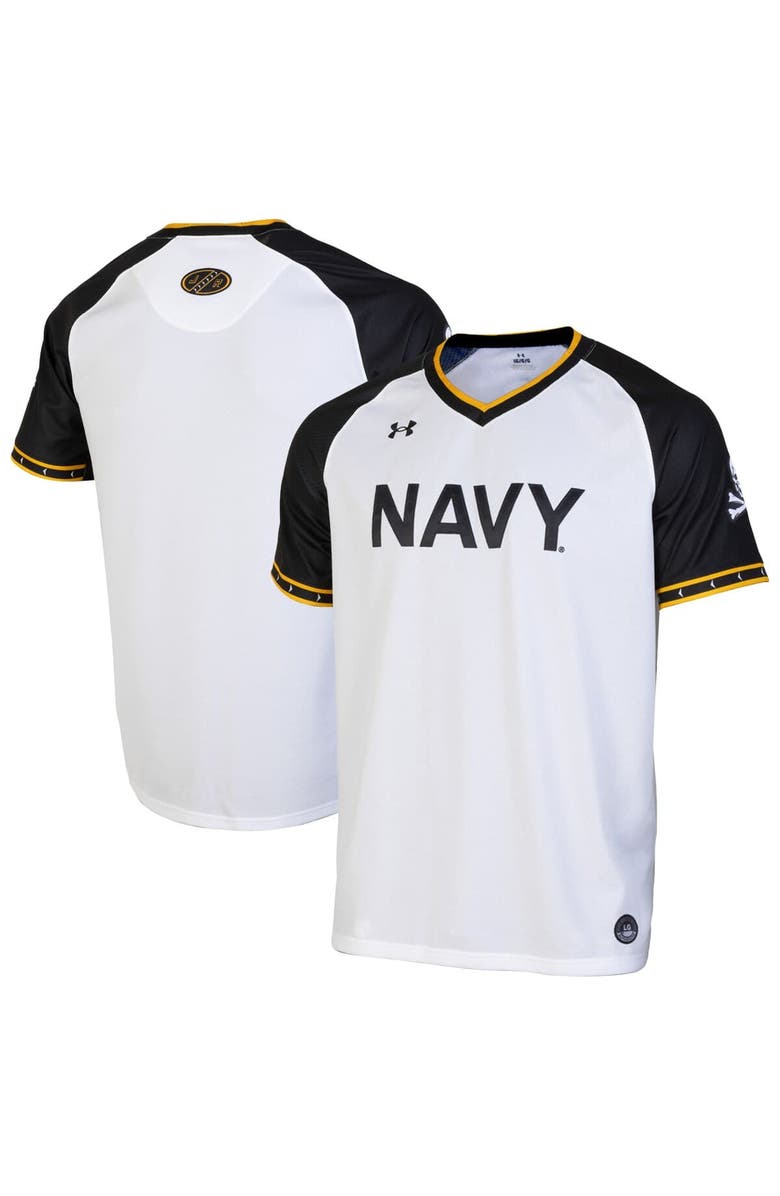 Under Armour Men's Under Armour White/Navy Navy Midshipmen Replica Full-Button Baseball Jersey, Main, color, White