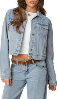 EDIKTED Barb Denim Crop Trucker Jacket