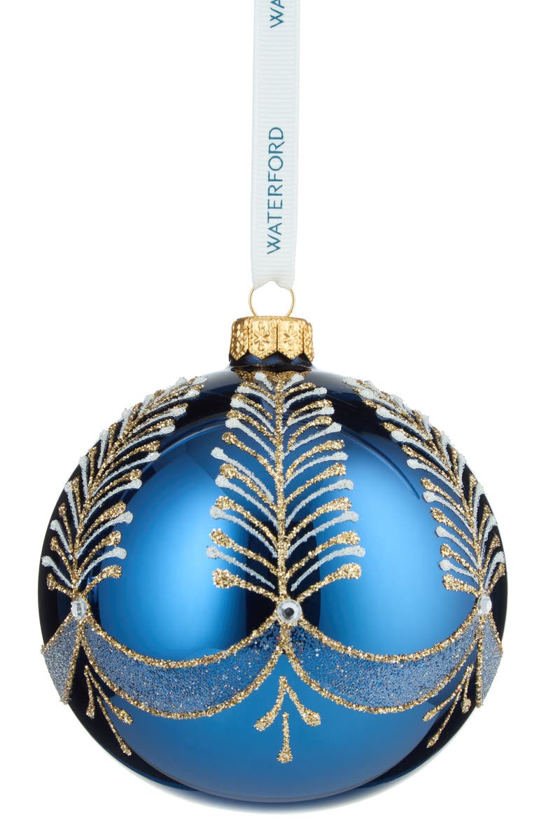 Waterford Holiday Heirlooms Blue Bauble Glass Ornament, Main, color, Multi